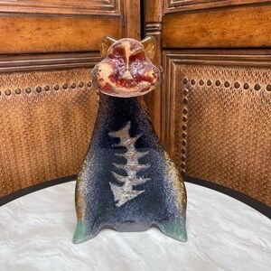 Cassandre Sandcast Studio Art Glass Cat